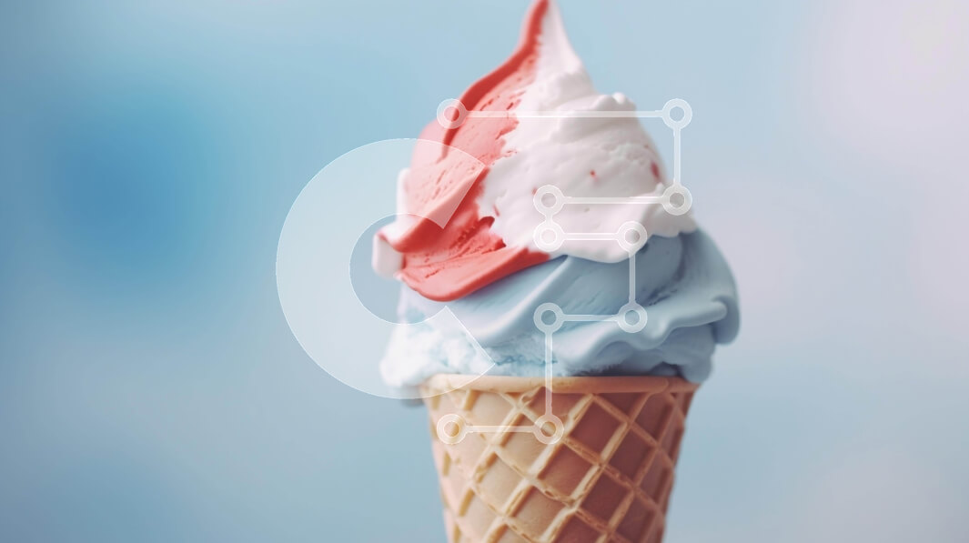 Σετ των 2 Intra Συλλεκτικό Ξύλινο Παζλ Plywood  4mm - Νόστιμο κόκκινο, λευκό και μπλε χωνάκι παγωτού σε ξυλάκι βάφλας Σε Ξύλινο Κουτί - Διαστάσεις: 10x10 cm – 25 κομμάτια