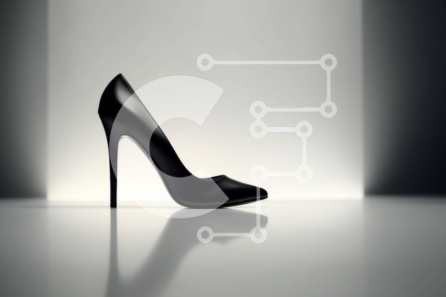 Intra Συλλεκτικό Ξύλινο Παζλ Plywood  4mm - Κομψό μαύρο ψηλοτάκουνο παπούτσι σε λευκό πάτωμα Σε Ξύλινο Κουτί - Διαστάσεις Puzzle: 10x10 cm – 25 κομμάτια