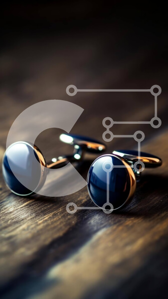 Intra Συλλεκτικό Ξύλινο Παζλ Plywood  4mm - Ασημένια μανικετόκουμπα με μπλε πέτρες σε ξύλινη επιφάνεια Σε Ξύλινο Κουτί - Διαστάσεις Puzzle: 10x10 cm – 25 κομμάτια