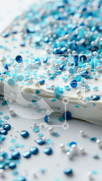 Intra Συλλεκτικό Ξύλινο Παζλ Plywood  4mm - Λευκό Κέικ με Μπλε και Λευκό Κομφετί Πασπαλίζει Σε Ξύλινο Κουτί - Διαστάσεις: 10x10 cm – 25 κομμάτια