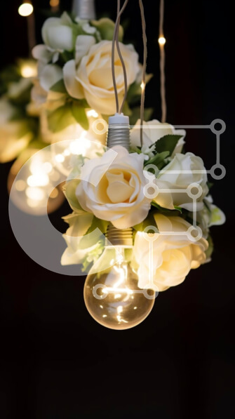 Intra Συλλεκτικό Ξύλινο Παζλ Plywood  4mm - Κομψοί και ρομαντικοί λαμπτήρες με λευκά λουλούδια Σε Ξύλινο Κουτί - Διαστάσεις Puzzle: 10x10 cm – 25 κομμάτια