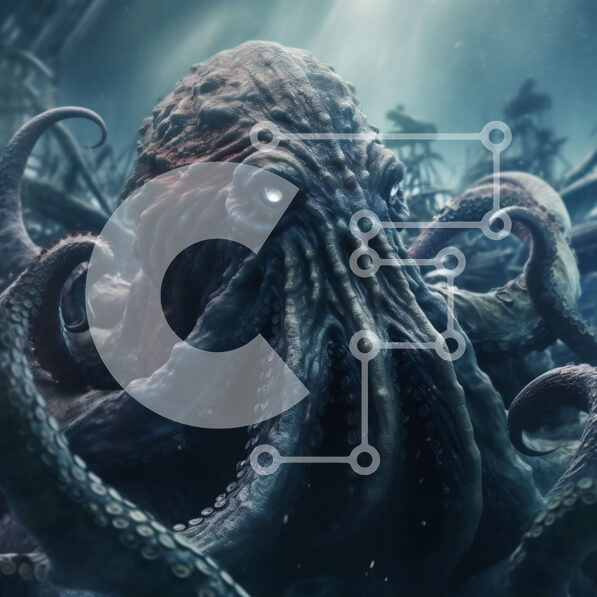 Intra Συλλεκτικό Ξύλινο Παζλ Plywood  4mm - Μυστηριώδης εικόνα ενός γιγαντιαίου καλαμαριού που αναδύεται από τα βάθη Σε Ξύλινο Κουτί - Διαστάσεις: 10x10 cm – 25 κομμάτια