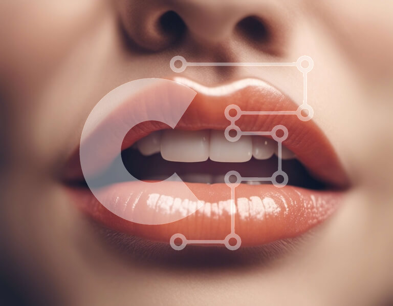 Intra Συλλεκτικό Ξύλινο Παζλ Plywood  4mm - Κοντινό πλάνο του γυναικείου προσώπου με έντονο πορτοκαλί κραγιόν Σε Ξύλινο Κουτί - Διαστάσεις Puzzle: 10x10 cm – 25 κομμάτια