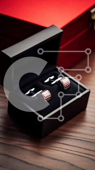 Intra Συλλεκτικό Ξύλινο Παζλ Plywood  4mm - Μανικετόκουμπα αμερικανικής σημαίας σε μαύρο κουτί Σε Ξύλινο Κουτί - Διαστάσεις Puzzle: 10x10 cm – 25 κομμάτια