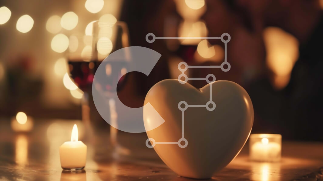 Intra Συλλεκτικό Ξύλινο Παζλ Plywood  4mm - Ρομαντική γιορτή με βάζο σε σχήμα καρδιάς και ποτήρια κρασιού Σε Ξύλινο Κουτί - Διαστάσεις Puzzle: 10x10 cm – 25 κομμάτια