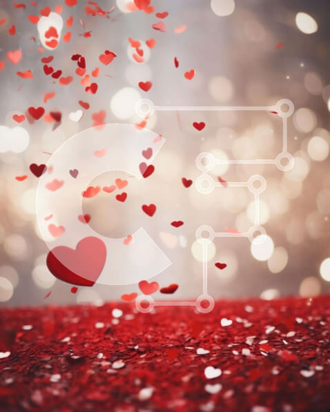 Intra Συλλεκτικό Ξύλινο Παζλ Plywood  4mm - Ρομαντικό φόντο ημέρας του Αγίου Βαλεντίνου με κομφετί που πέφτουν Σε Ξύλινο Κουτί - Διαστάσεις Puzzle: 10x10 cm – 25 κομμάτια