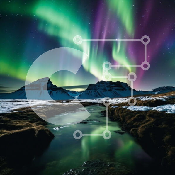 Intra Συλλεκτικό Ξύλινο Παζλ Plywood  4mm - Εκπληκτική προβολή Aurora Borealis πάνω από τα Majestic Snowy Mountains Σε Ξύλινο Κουτί - Διαστάσεις: 10x10 cm – 25 κομμάτια