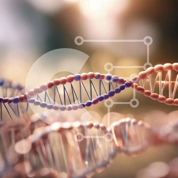 Intra Συλλεκτικό Ξύλινο Παζλ Plywood  4mm - Κοντινό πλάνο μπλε και ροζ κλώνων DNA Σε Ξύλινο Κουτί - Διαστάσεις Puzzle: 10x10 cm – 25 κομμάτια