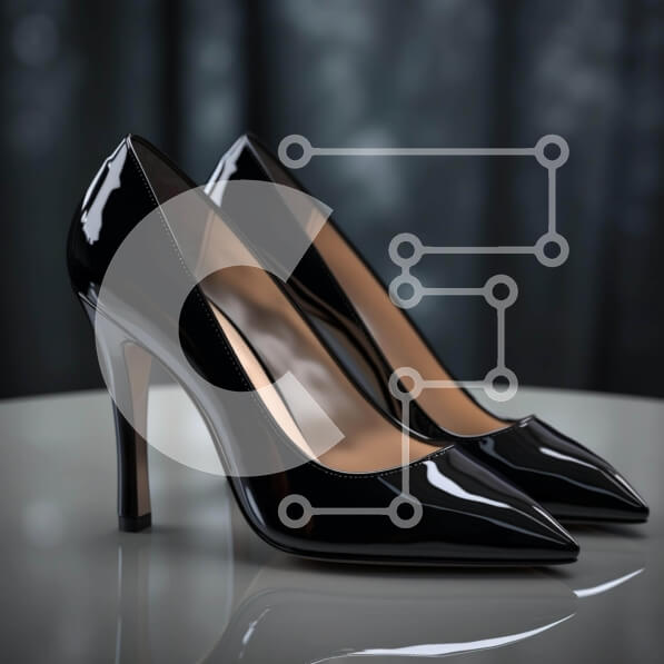 Σετ των 2 Intra Συλλεκτικό Ξύλινο Παζλ Plywood  4mm - Ζευγάρι μαύρα ψηλοτάκουνα παπούτσια σε γυάλινο τραπέζι Σε Ξύλινο Κουτί - Διαστάσεις: 10x10 cm – 25 κομμάτια