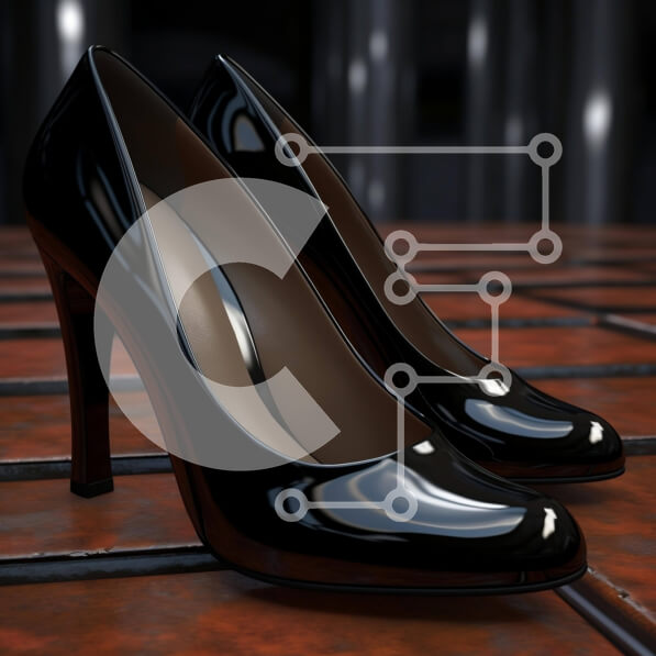 Σετ των 2 Intra Συλλεκτικό Ξύλινο Παζλ Plywood  4mm - Ζευγάρι μαύρα ψηλοτάκουνα παπούτσια σε δάπεδο με πλακάκια Σε Ξύλινο Κουτί - Διαστάσεις: 10x10 cm – 25 κομμάτια