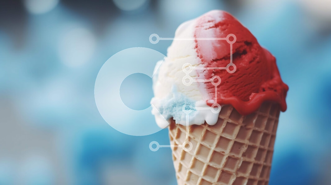 Σετ των 2 Intra Συλλεκτικό Ξύλινο Παζλ Plywood  4mm - Άτομο που κρατά κόκκινο, λευκό και μπλε χωνάκι παγωτού Σε Ξύλινο Κουτί - Διαστάσεις: 10x10 cm – 25 κομμάτια