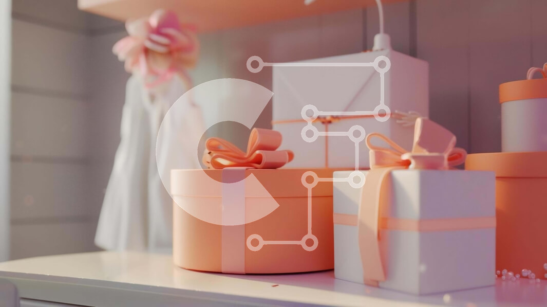 Intra Συλλεκτικό Ξύλινο Παζλ Plywood  4mm - Ροζ και λευκά κουτιά δώρων με κορδέλες στο ράφι Σε Ξύλινο Κουτί - Διαστάσεις: 10x10 cm – 25 κομμάτια