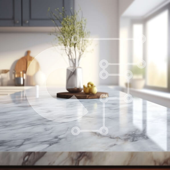 Intra Συλλεκτικό Ξύλινο Παζλ Plywood  4mm - Μαρμάρινος πάγκος κουζίνας με ξύλινο μπολ και λουλούδια Σε Ξύλινο Κουτί - Διαστάσεις Puzzle: 10x10 cm – 25 κομμάτια