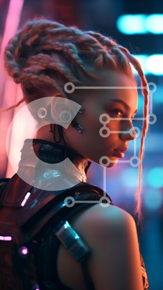 Intra Συλλεκτικό Ξύλινο Παζλ Plywood  4mm - Φουτουριστικό μοντέλο μόδας με νέον τρόμους και ασημί πινελιές Σε Ξύλινο Κουτί - Διαστάσεις Puzzle: 10x10 cm – 25 κομμάτια