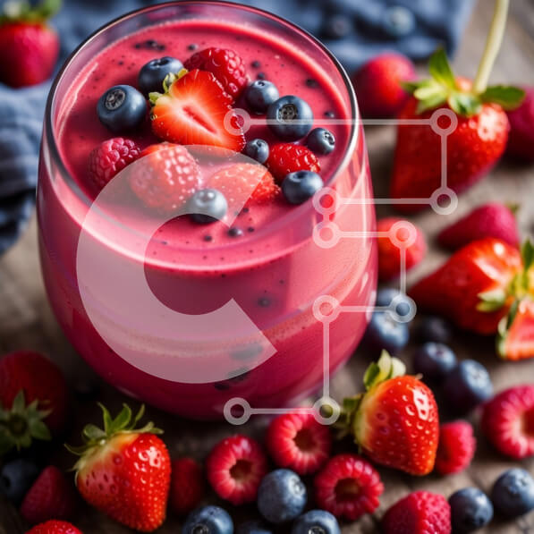 Σετ των 2 Intra Συλλεκτικό Ξύλινο Παζλ Plywood  4mm - Δροσιστικό ροζ Smoothie με φρέσκα μούρα Σε Ξύλινο Κουτί - Διαστάσεις: 10x10 cm – 25 κομμάτια