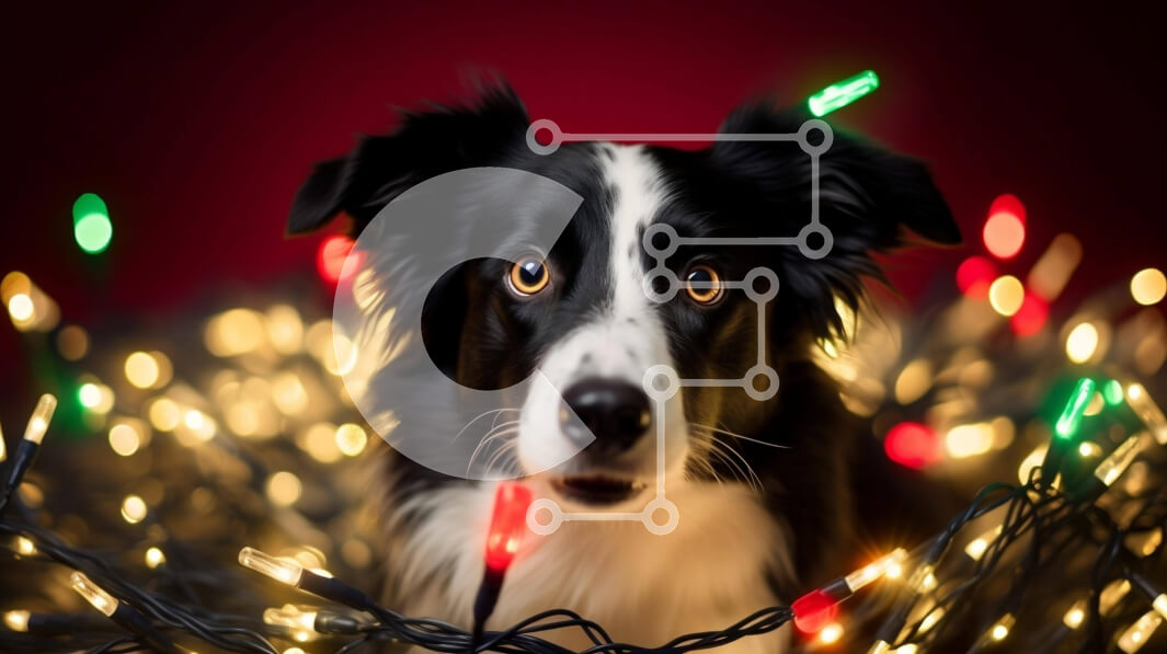 Intra Συλλεκτικό Ξύλινο Παζλ Plywood  4mm - Εορταστικό σκυλί με Χριστουγεννιάτικα Φώτα Σε Ξύλινο Κουτί - Διαστάσεις: 10x10 cm – 25 κομμάτια