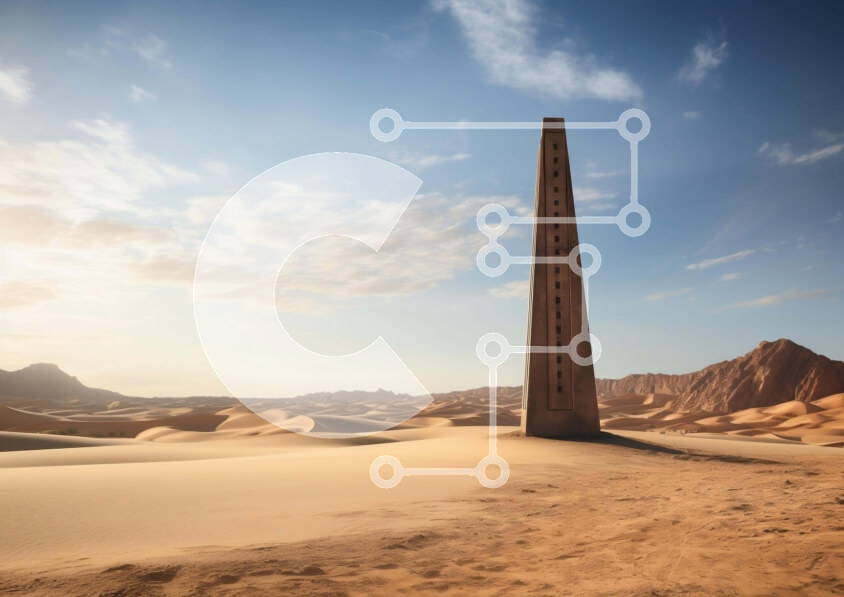 Intra Συλλεκτικό Ξύλινο Παζλ Plywood  4mm - Οβελίσκος στο τοπίο της ερήμου Σε Ξύλινο Κουτί - Διαστάσεις Puzzle: 10x10 cm – 25 κομμάτια