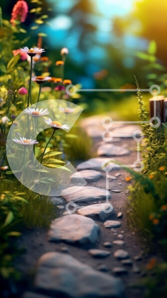 Σετ των 2 Intra Συλλεκτικό Ξύλινο Παζλ Plywood  4mm - Όμορφο μονοπάτι σε ένα καταπράσινο δάσος με αγριολούλουδα και ψηλά δέντρα Σε Ξύλινο Κουτί - Διαστάσεις: 10x10 cm – 25 κομμάτια