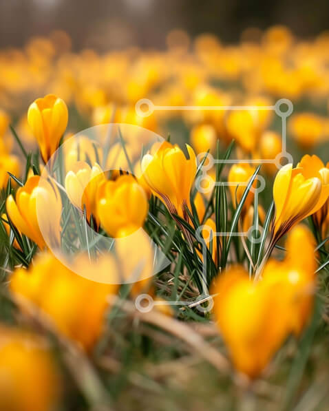 Intra Συλλεκτικό Ξύλινο Παζλ Plywood  4mm - Πεδίο με κίτρινα λουλούδια στη χλόη Σε Ξύλινο Κουτί - Διαστάσεις: 10x10 cm – 25 κομμάτια