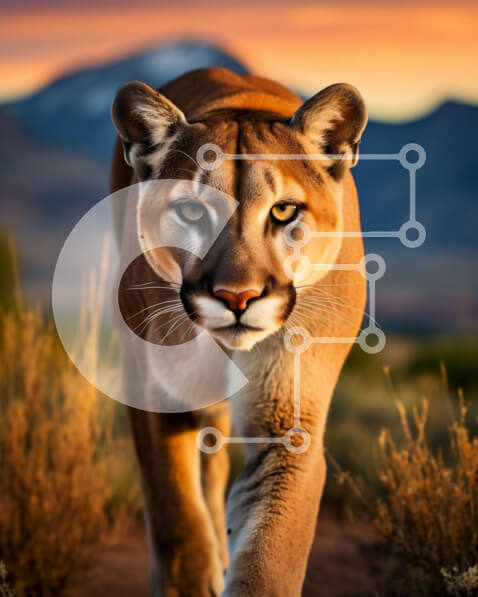 Σετ των 2 Intra Συλλεκτικό Ξύλινο Παζλ Plywood  4mm - Εκπληκτική εικόνα ενός βουνού λιονταριού στην ερημιά Σε Ξύλινο Κουτί - Διαστάσεις: 10x10 cm – 25 κομμάτια