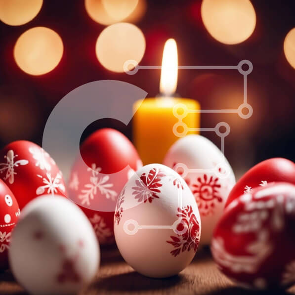 Intra Συλλεκτικό Ξύλινο Παζλ Plywood  4mm - Γιορτινά Πασχαλινά Αυγά δίπλα στο Τζάκι Σε Ξύλινο Κουτί - Διαστάσεις: 10x10 cm – 25 κομμάτια