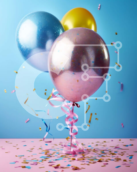 Intra Συλλεκτικό Ξύλινο Παζλ Plywood  4mm - Γιορτινά μπαλόνια σε διαφορετικά σχήματα και μεγέθη σε ντεγκραντέ ροζ-μπλε φόντο Σε Ξύλινο Κουτί - Διαστάσεις: 10x10 cm – 25 κομμάτια