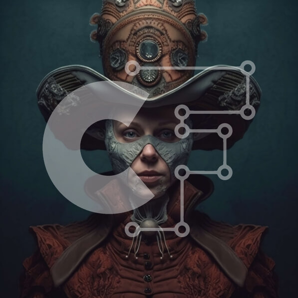 Σετ των 2 Intra Συλλεκτικό Ξύλινο Παζλ Plywood  4mm - Σοβαρή γυναίκα Steampunk με καπέλο, γυαλιά και μεταλλική φούστα Σε Ξύλινο Κουτί - Διαστάσεις: 10x10 cm – 25 κομμάτια