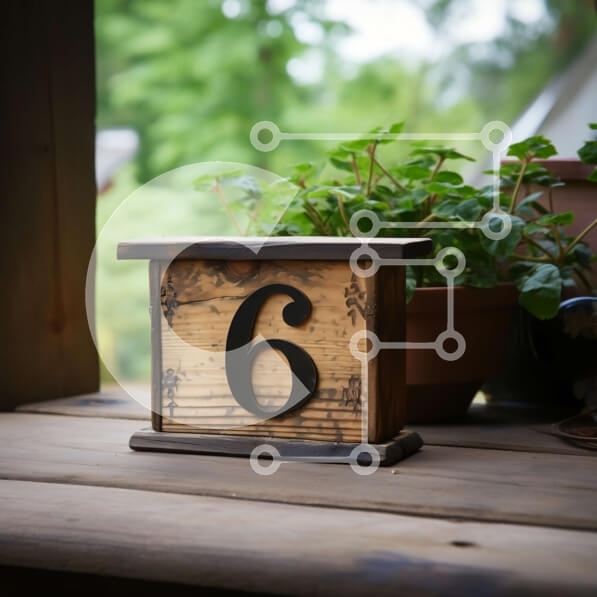 Intra Συλλεκτικό Ξύλινο Παζλ Plywood  4mm - Ρουστίκ Ξύλινο Νούμερο 6 σε τραπέζι με όμορφα στιλ Σε Ξύλινο Κουτί - Διαστάσεις: 10x10 cm – 25 κομμάτια