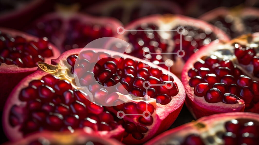 Σετ των 2 Intra Συλλεκτικό Ξύλινο Παζλ Plywood  4mm - Κοντινό πλάνο Ροδιών με κόκκινη ζουμερή σάρκα και σπόρους Σε Ξύλινο Κουτί - Διαστάσεις: 10x10 cm – 25 κομμάτια