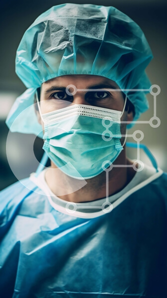 Intra Συλλεκτικό Ξύλινο Παζλ Plywood  4mm - Επαγγελματική εικόνα άνδρα χειρουργού στο χειρουργείο με μπλε χειρουργική μάσκα και γάντια Σε Ξύλινο Κουτί - Διαστάσεις Puzzle: 10x10 cm – 25 κομμάτια