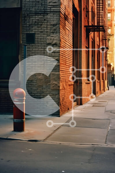 Intra Συλλεκτικό Ξύλινο Παζλ Plywood  4mm - Κτίριο από κόκκινα τούβλα με επένδυση δρόμου με πυροσβεστικό κρουνό Σε Ξύλινο Κουτί - Διαστάσεις Puzzle: 10x10 cm – 25 κομμάτια