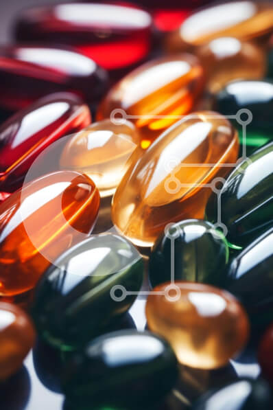 Intra Συλλεκτικό Ξύλινο Παζλ Plywood  4mm - Ζωηρόχρωμες στοιβαγμένες κάψουλες χαπιών - ιατρική φωτογραφία αρχείου Σε Ξύλινο Κουτί - Διαστάσεις Puzzle: 10x10 cm – 25 κομμάτια