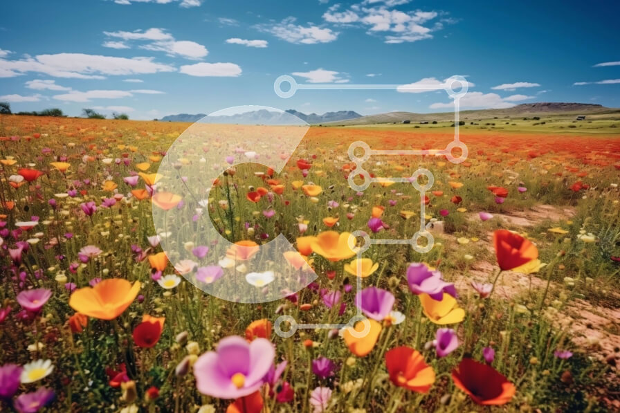 Intra Συλλεκτικό Ξύλινο Παζλ Plywood  4mm - Ζωντανό χωράφι με αγριολούλουδα μια ηλιόλουστη μέρα Σε Ξύλινο Κουτί - Διαστάσεις: 10x10 cm – 25 κομμάτια