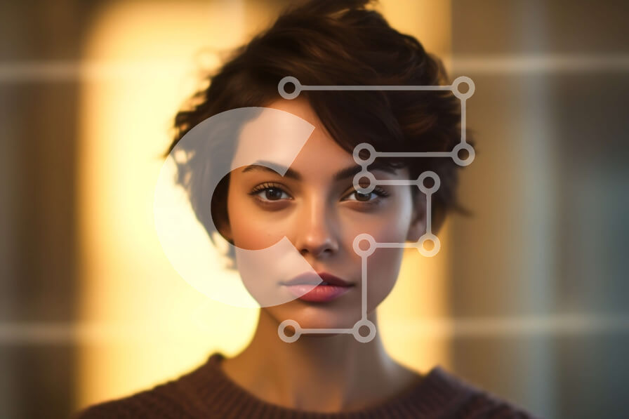 Intra Συλλεκτικό Ξύλινο Παζλ Plywood  4mm - Σοβαρή γυναίκα με καφέ πουλόβερ που κοιτάζει την κάμερα Σε Ξύλινο Κουτί - Διαστάσεις Puzzle: 10x10 cm – 25 κομμάτια