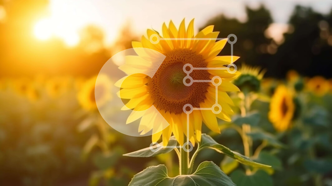 Intra Συλλεκτικό Ξύλινο Παζλ Plywood  4mm - Ηλίανθος σε ανοιχτό χωράφι με ηλιοβασίλεμα Σε Ξύλινο Κουτί - Διαστάσεις: 10x10 cm – 25 κομμάτια