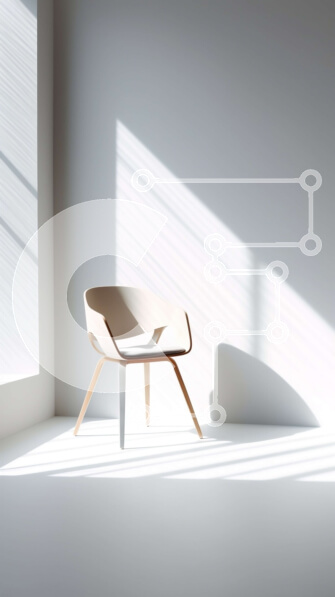 Intra Συλλεκτικό Ξύλινο Παζλ Plywood  4mm - Κομψή και μινιμαλιστική λευκή καρέκλα σε δωμάτιο με μεγάλα παράθυρα Σε Ξύλινο Κουτί - Διαστάσεις Puzzle: 10x10 cm – 25 κομμάτια