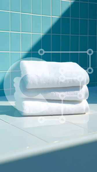 Intra Συλλεκτικό Ξύλινο Παζλ Plywood  4mm - Καθαρό και φρέσκο ​​μπάνιο με λευκές πετσέτες στον πάγκο Σε Ξύλινο Κουτί - Διαστάσεις Puzzle: 10x10 cm – 25 κομμάτια