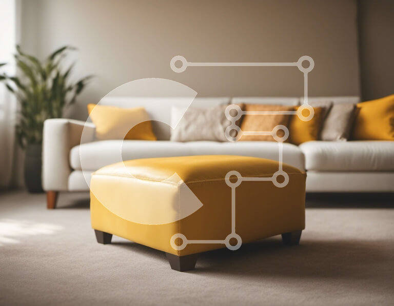 Intra Συλλεκτικό Ξύλινο Παζλ Plywood  4mm - Σαλόνι με κίτρινο δέρμα οθωμανικό Σε Ξύλινο Κουτί - Διαστάσεις Puzzle: 10x10 cm – 25 κομμάτια