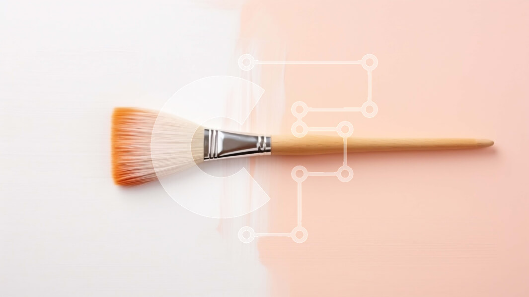 Intra Συλλεκτικό Ξύλινο Παζλ Plywood  4mm - Πορτοκαλί πινέλο σε φόντο ροδάκινου Σε Ξύλινο Κουτί - Διαστάσεις Puzzle: 10x10 cm – 25 κομμάτια