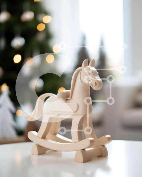 Intra Συλλεκτικό Ξύλινο Παζλ Plywood  4mm - Χριστουγεννιάτικη διακόσμηση με ξύλινο κουνιστό άλογο Σε Ξύλινο Κουτί - Διαστάσεις: 10x10 cm – 25 κομμάτια