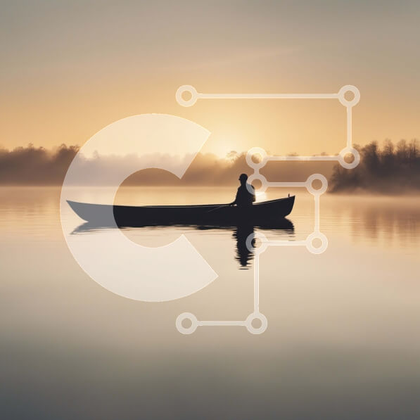 Intra Συλλεκτικό Ξύλινο Παζλ Plywood  4mm - Άτομο σε μια μικρή βάρκα σε μια ήρεμη λίμνη την ανατολή του ηλίου Σε Ξύλινο Κουτί - Διαστάσεις: 10x10 cm – 25 κομμάτια