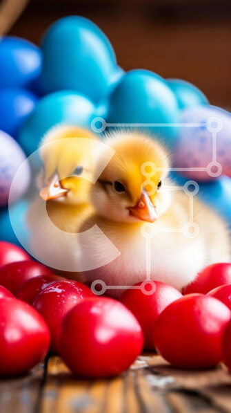 Intra Συλλεκτικό Ξύλινο Παζλ Plywood  4mm - Πασχαλινά παπάκια και αυγά σε ένα ξύλινο τραπέζι Σε Ξύλινο Κουτί - Διαστάσεις Puzzle: 10x10 cm – 25 κομμάτια