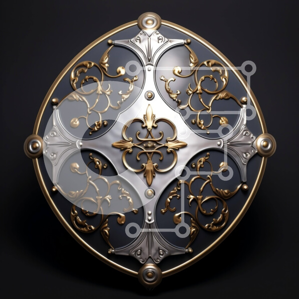 Intra Συλλεκτικό Ξύλινο Παζλ Plywood  4mm - Περίτεχνη ασπίδα με χρυσό και ασημί σχέδιο Σε Ξύλινο Κουτί - Διαστάσεις: 10x10 cm – 25 κομμάτια