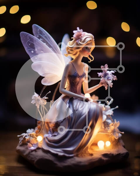 Intra Συλλεκτικό Ξύλινο Παζλ Plywood  4mm - Ειδώλιο νεράιδων με λουλούδια στα χέρια Σε Ξύλινο Κουτί - Διαστάσεις Puzzle: 10x10 cm – 25 κομμάτια