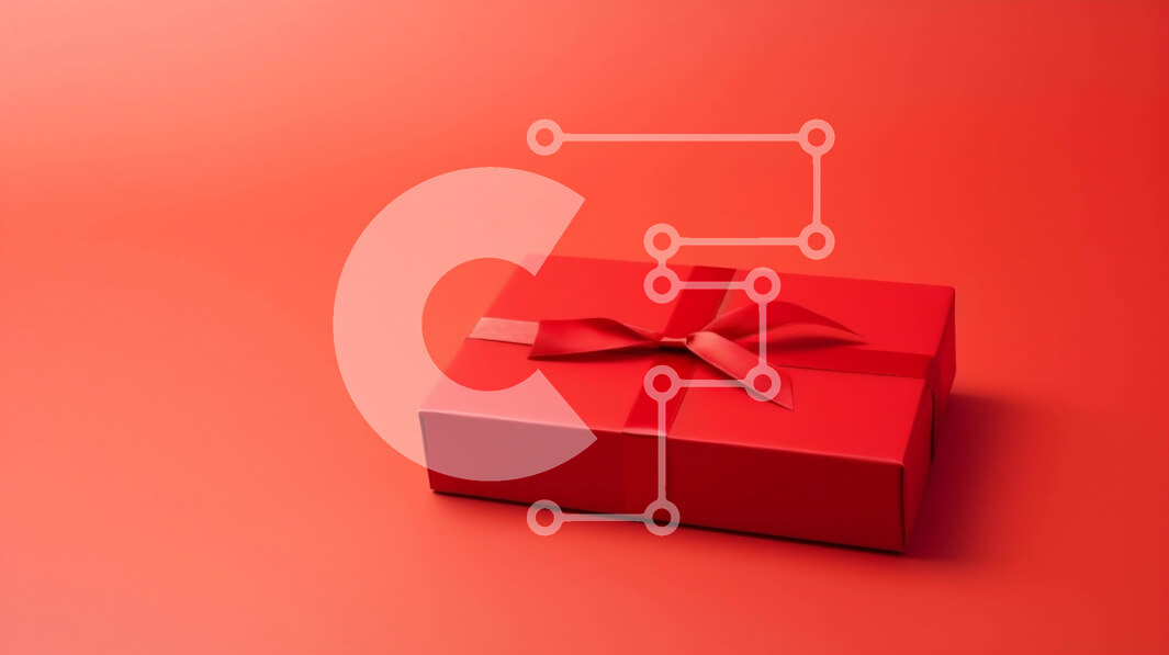 Intra Συλλεκτικό Ξύλινο Παζλ Plywood  4mm - Κόκκινο κουτί δώρου σε πορτοκαλί φόντο Σε Ξύλινο Κουτί - Διαστάσεις Puzzle: 10x10 cm – 25 κομμάτια