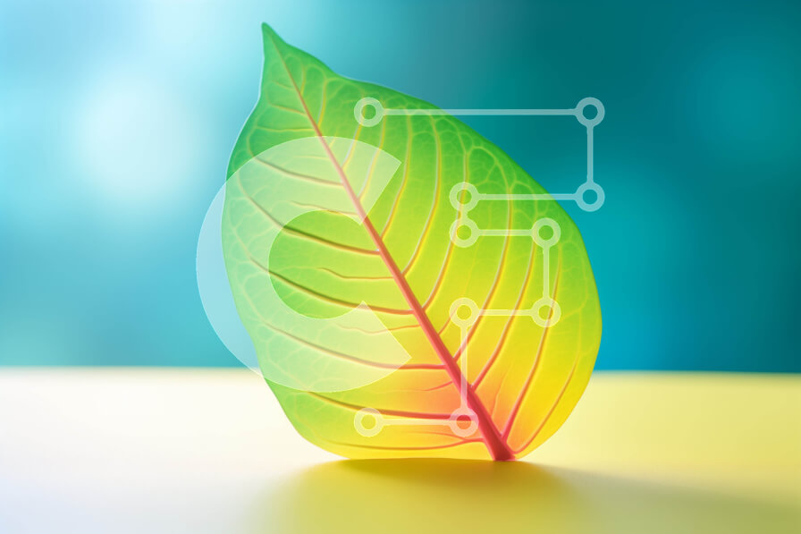 Intra Συλλεκτικό Ξύλινο Παζλ Plywood  4mm - Πράσινο και κίτρινο φύλλο σε πορτοκαλί φόντο Σε Ξύλινο Κουτί - Διαστάσεις: 10x10 cm – 25 κομμάτια