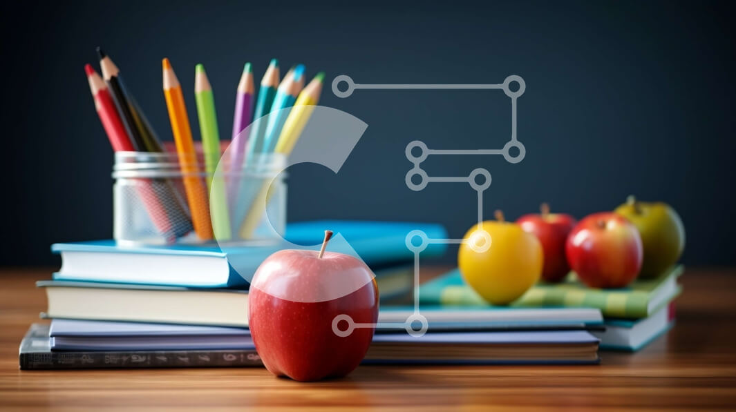 Intra Συλλεκτικό Ξύλινο Παζλ Plywood  4mm - Στοίβα από βιβλία σε ξύλινο τραπέζι με κόκκινο μήλο Σε Ξύλινο Κουτί - Διαστάσεις Puzzle: 10x10 cm – 25 κομμάτια