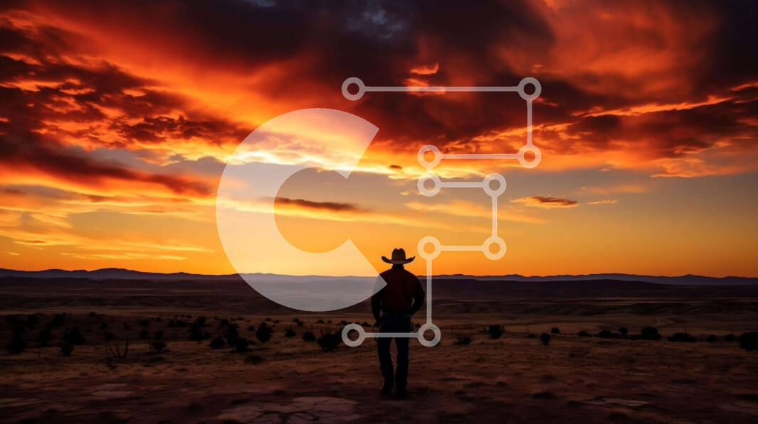 Intra Συλλεκτικό Ξύλινο Παζλ Plywood  4mm - Καουμπόη που απολαμβάνει το ηλιοβασίλεμα σε ανοιχτό πεδίο Σε Ξύλινο Κουτί - Διαστάσεις: 10x10 cm – 25 κομμάτια