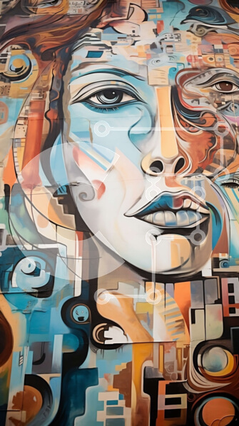 Intra Συλλεκτικό Ξύλινο Παζλ Plywood  4mm - Ζωντανή αφηρημένη τέχνη με στροβιλιζόμενα χρώματα γύρω από το πρόσωπο μιας γυναίκας Σε Ξύλινο Κουτί - Διαστάσεις Puzzle: 10x10 cm – 25 κομμάτια