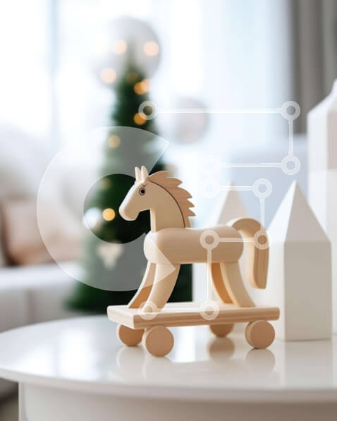 Intra Συλλεκτικό Ξύλινο Παζλ Plywood  4mm - Ξύλινο παιχνίδι άλογο σε λευκό τραπέζι στο σαλόνι Σε Ξύλινο Κουτί - Διαστάσεις: 10x10 cm – 25 κομμάτια